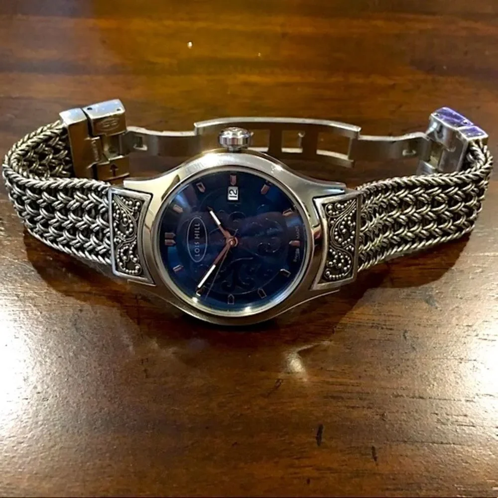 LOIS HILL Sterling Silver Watch Blue Face - Picture 8 of 13